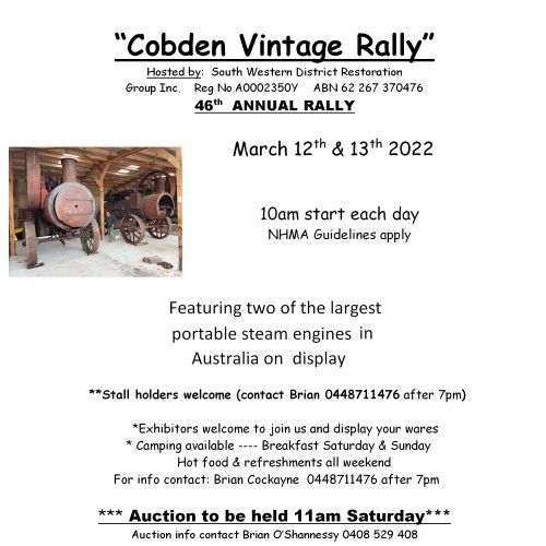 Cobden Vintage Ralley 2022 Poster